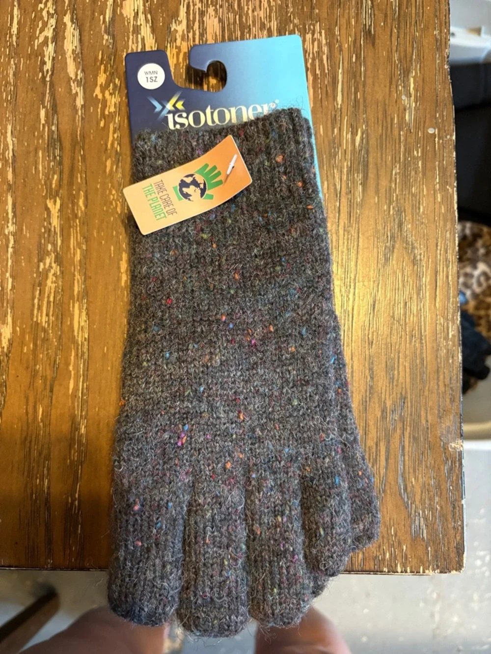 Isotoner Multispeckle Knit Touchscreen Gloves - Charcoal - Picture 2 of 3